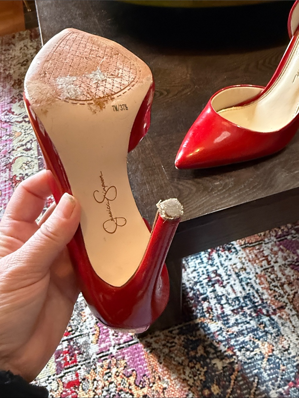 Jessica Simpson Red Patent Pointed-Toe Stiletto Pumps - Picture 10 of 12